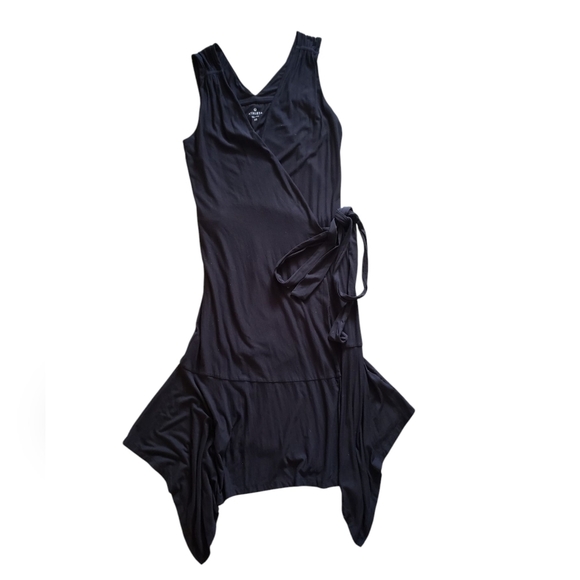 Athleta Black Assymetrical Wrap Dress XS - Picture 2 of 7